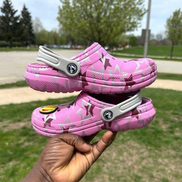 Crocs Kids Classic Lined Disco Dance Party Clogs‎  Size J 1 Pink Sandals - Picture 14 of 14